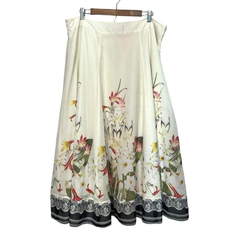 Soft Surroundings Floral Botanical Lily Midi Skirt TXL Romantic Swing Castlecore